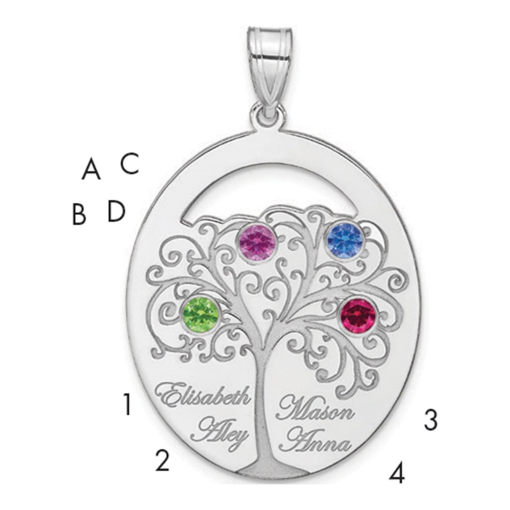 Personalized 4 Birthstone Family Pendant