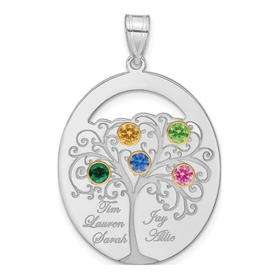 Gold-Plated Sterling Silver Personalized 5-Birthstone Family Pendant – view 2
