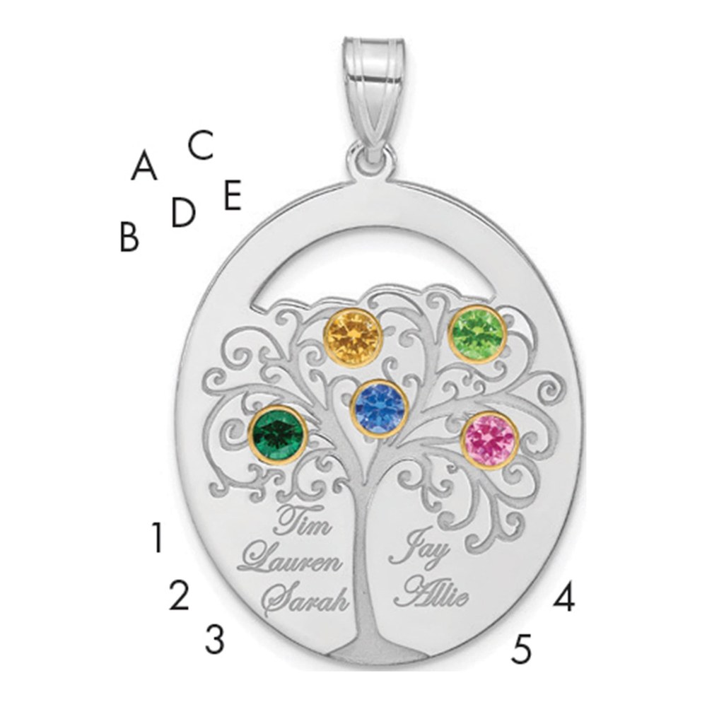 Personalized 5 Birthstone Family Pendant