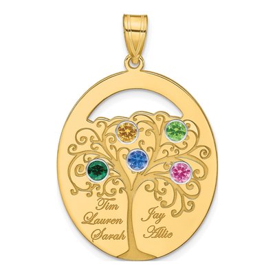 Gold-Plated Sterling Silver Personalized 5-Stone Family Pendant – view 2