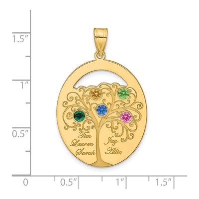 Gold-Plated Sterling Silver Personalized 5-Stone Family Pendant – view 3