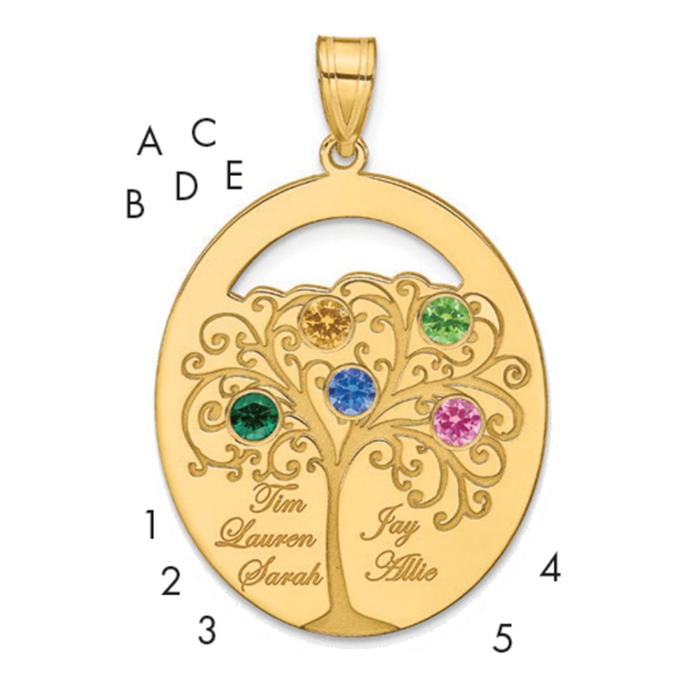 Personalized 5-Stone Gold-Plated Family Pendant