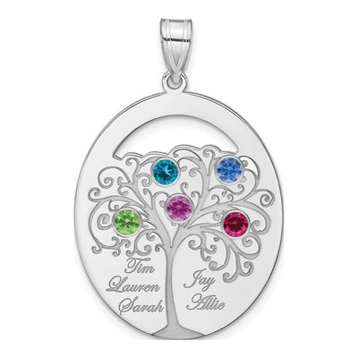 Sterling Silver 5-Stone Family Birthstone Pendant – view 2