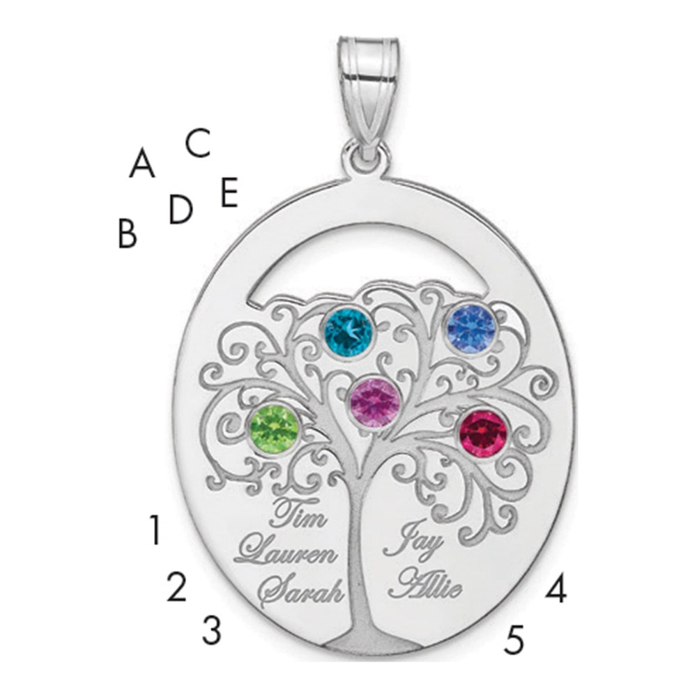 Sterling Silver 5-Stone Family Birthstone Pendant
