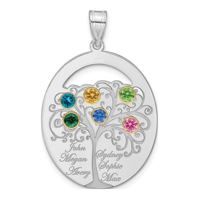 Gold-Plated Sterling Silver Personalized 6-Birthstone Family Pendant – view 2