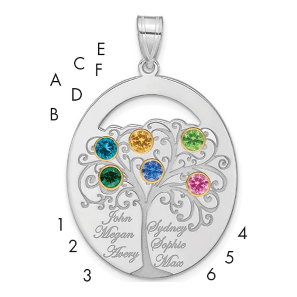 Gold-Plated Sterling Silver Personalized 6-Birthstone Family Pendant