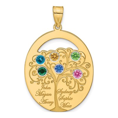 Gold-Plated Sterling Silver Personalized 6-Birthstone Family Pendant – view 2