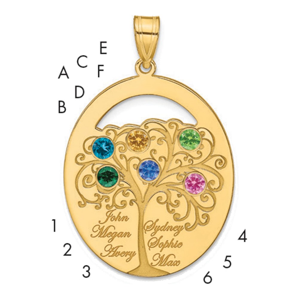Personalized 6 Birthstone Family Pendant