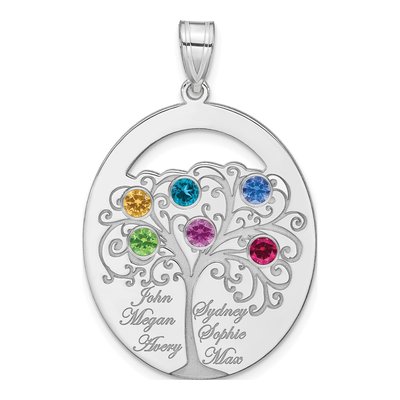 Sterling Silver Personalized 6-Birthstone Family Pendant – view 2