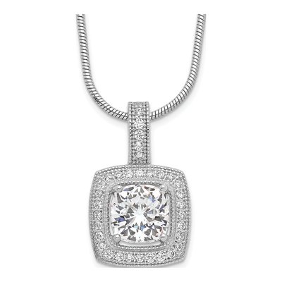 Sterling Silver CZ Micro Pave Pendant Necklace