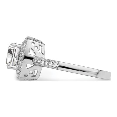 Sterling Silver CZ Halo Pave Engagement Ring – view 4