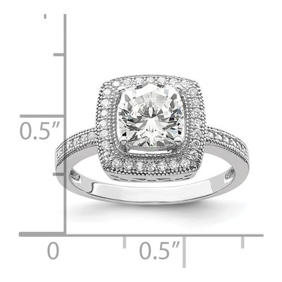 Sterling Silver CZ Halo Pave Engagement Ring – view 5