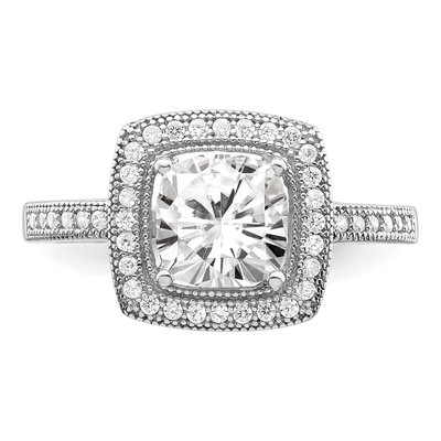 Sterling Silver CZ Halo Pave Engagement Ring – view 6