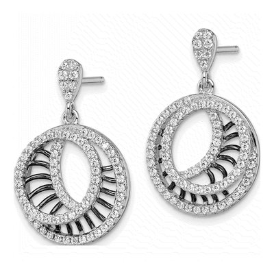 Sterling Silver CZ Circle Dangle Earrings – view 3