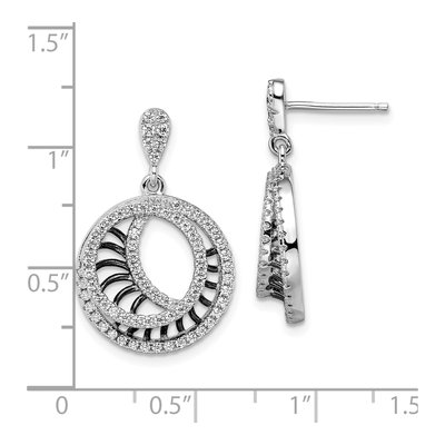 Sterling Silver CZ Circle Dangle Earrings – view 4