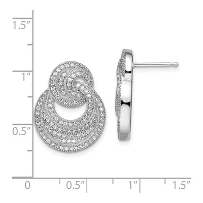 Sterling Silver CZ Pave Circle Dangle Earrings – view 5