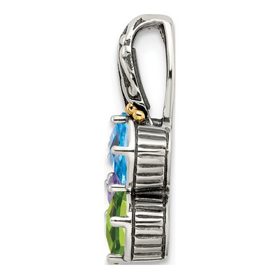 Sterling Silver & 14K Gold Personalized 3-Stone Mother's Pendant – view 3