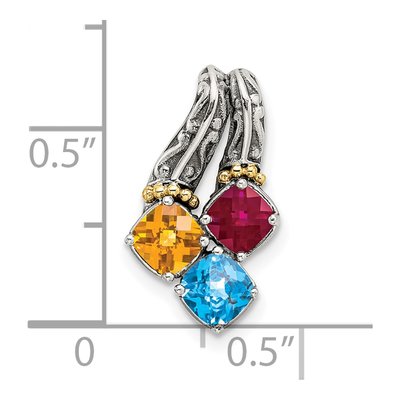 Sterling Silver & 14K Gold Personalized 3-Stone Mother's Pendant – view 6
