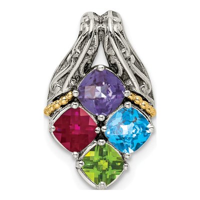 Sterling Silver & 14K Gold Personalized 4-Stone Mother's Pendant Mounting – view 2