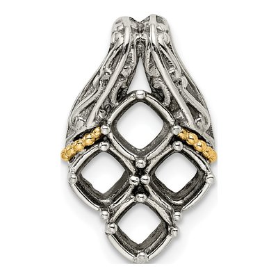Sterling Silver & 14K Gold Personalized 4-Stone Mother's Pendant Mounting – view 5