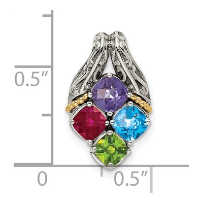 Sterling Silver & 14K Gold Personalized 4-Stone Mother's Pendant Mounting – view 6