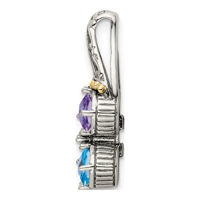 Sterling Silver & 14K Gold 5-Stone Mother's Pendant Mounting – view 3