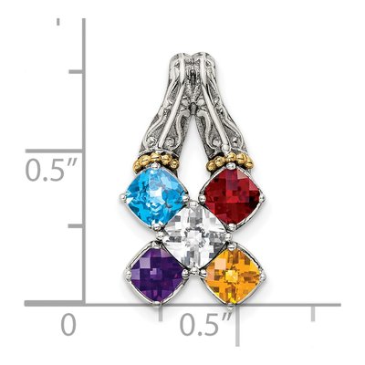 Sterling Silver & 14K Gold 5-Stone Mother's Pendant Mounting – view 6