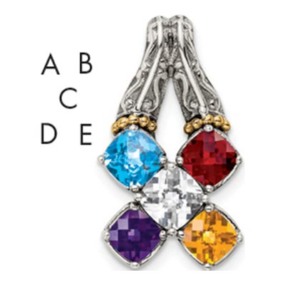 Sterling Silver & 14K Gold 5-Stone Mother's Pendant Mounting