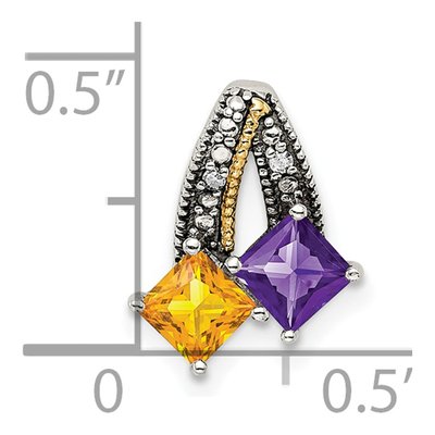Sterling Silver & 14K Gold Diamond Personalized 2-Stone Mother's Pendant – view 6