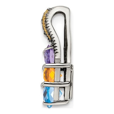 Sterling Silver & 14K Gold Diamond 3-Stone Mother's Pendant – view 3