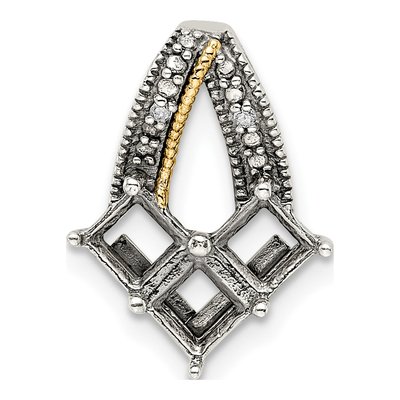 Sterling Silver & 14K Gold Diamond 3-Stone Mother's Pendant – view 5