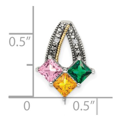 Sterling Silver & 14K Gold Diamond 3-Stone Mother's Pendant – view 6