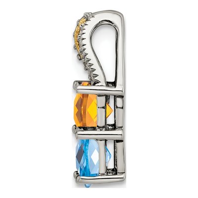Sterling Silver & 14K Gold Diamond Personalized 4-Stone Mother's Pendant – view 3