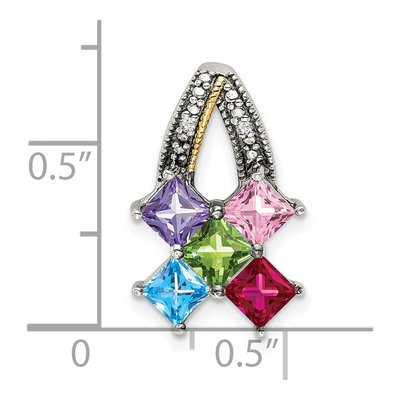 Sterling Silver Diamond Five-Stone Mother's on Pendant Necklace – view 3