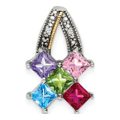 Sterling Silver Diamond Five-Stone Mother's on Pendant Necklace