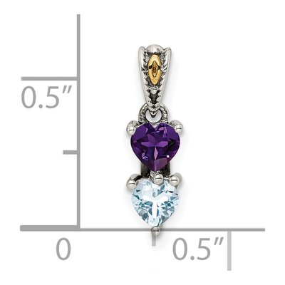 Sterling Silver & 14K Gold Two-Stone Mother's Pendant Mounting – view 6