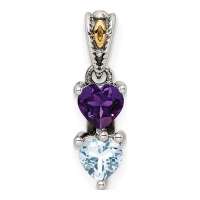 Sterling Silver & 14K Gold Personalized 2-Stone Mother's Pendant – view 2