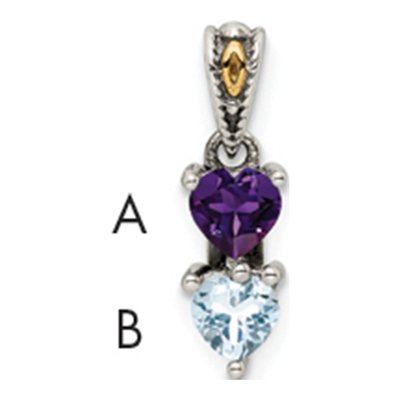 Sterling Silver & 14K Gold Personalized 2-Stone Mother's Pendant