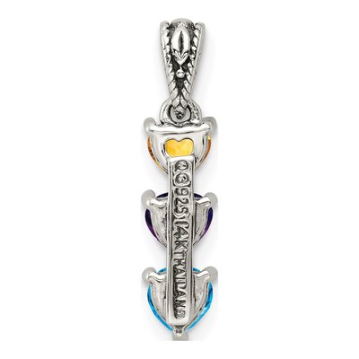 Sterling Silver & 14K Gold 3-Stone Mount Mother's Pendant Mounting – view 5