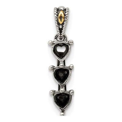 Sterling Silver & 14K Gold 3-Stone Mount Mother's Pendant Mounting – view 6