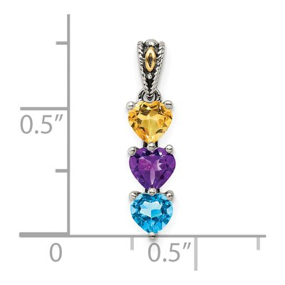 Sterling Silver & 14K Gold 3-Stone Mount Mother's Pendant Mounting – view 7