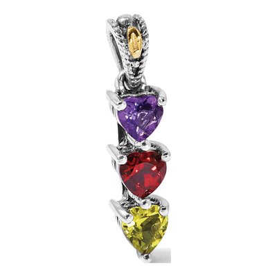 Sterling Silver & 14K Gold 3-Stone Mount Mother's Pendant Mounting – view 8
