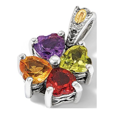 Sterling Silver & 14K Gold Personalized 4-Stone Mother's Pendant Mounting – view 7