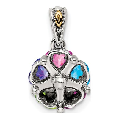 Sterling Silver & 14K Gold 5-Stone Mother's Pendant Mounting – view 2