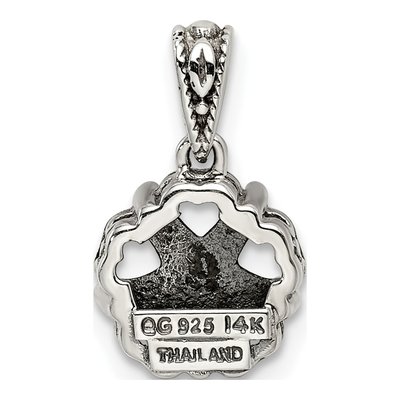 Sterling Silver & 14K Gold Antiqued Pendant – view 4