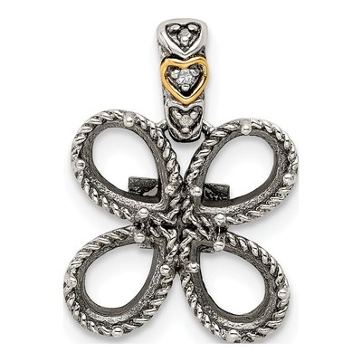 Sterling Silver & 14K Gold Diamond Personalized 4-Stone Mother's Pendant – view 5