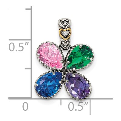 Sterling Silver & 14K Gold Diamond Personalized 4-Stone Mother's Pendant – view 6