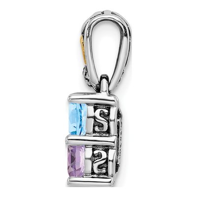 Sterling Silver Diamond Two-Stone Mother's Pendant Necklace – view 2