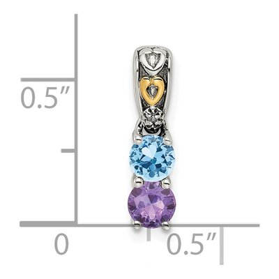 Sterling Silver Diamond Two-Stone Mother's Pendant Necklace – view 4