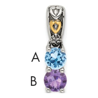 Sterling Silver Diamond Two-Stone Mother's Pendant Necklace – view 5